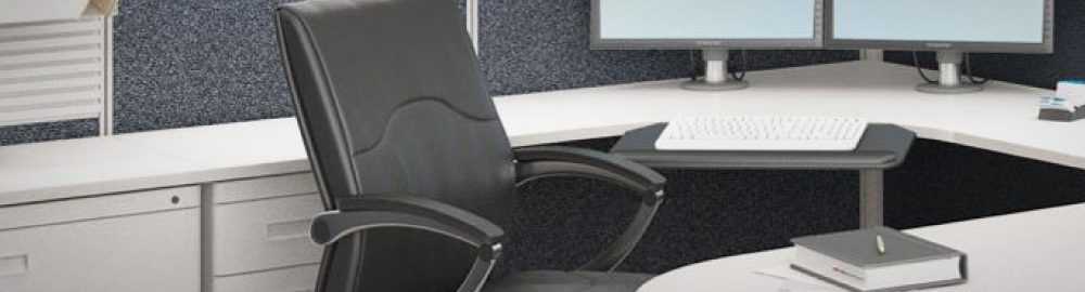 Portfolio header — leather office chair at a desk